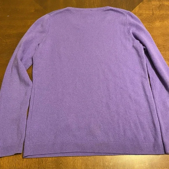 Talbots 100% Pure Cashmere Knit Sweater Size Small Purple Preppy Academia - Picture 8 of 10